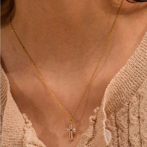 Anuli | Stainless Steel Cubic Zirconia Cross Vintage Religious Necklace